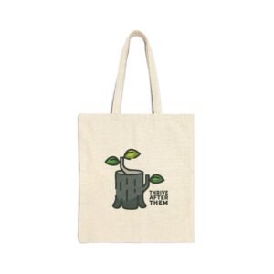 “New Growth” Stump & Leaves Cotton Canvas Tote | Inspirational Reusable Bag