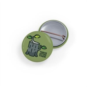 “New Growth” Stump & Leaves Round Pin – Green | Inspirational Accessory