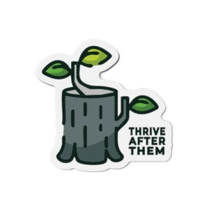 “New Growth” Stump & Leaves Die-Cut Magnet | Inspirational Eco-Friendly Design